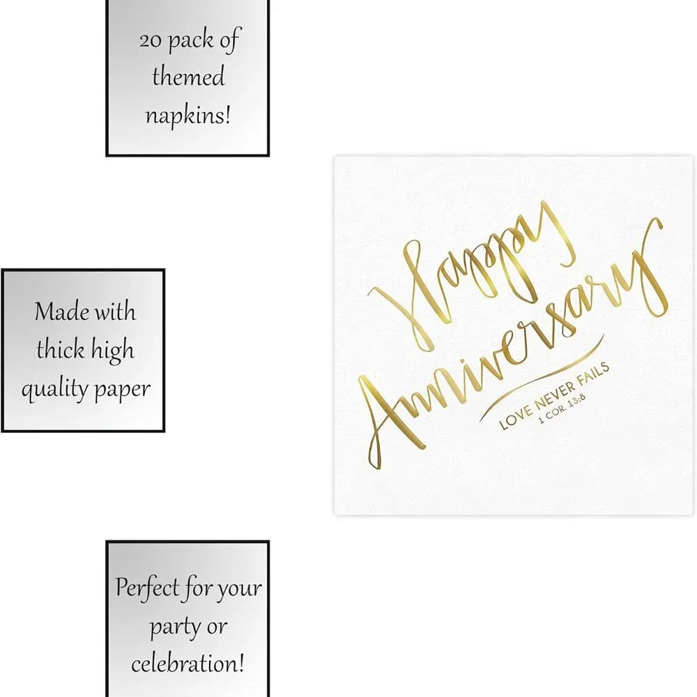 Paper Napkins Happy Anniversary lot of 2 packs of 20 / 40 total Verse NIP
